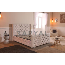 (King, With Ottoman Storage, Silver) California Bedframe with Optional Ottoman Storage - Stylish & Practical