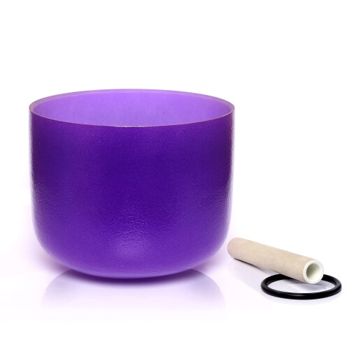Territ   rio B Nota Crown Chakra Purple Colored Quartz Crystal Crystal Singing Bowl de 8 polegadas