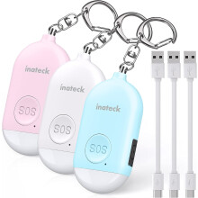 Wiederaufladbarer Anti-Angriffs-Taschenalarm Schlüsselanhänger-Sicherheits-Selbstverteidigungsalarm mit LED-Licht