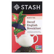 Stash Tea, Thé Noir, Décaféiné, English Breakfast, 18 Sachets de Thé, 1,2 oz (36 g)