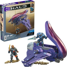 Mega Halo The Series Vehicle Building Toys Set Renegade Banshee Aircraft with 205 Pieces 2 Micro Action Figures Purple Kids and Fans