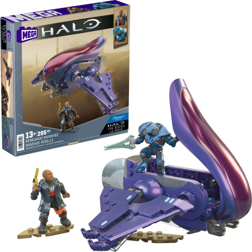 MEGA Mega Halo Σειρά Οχήματα Κατασκευής, Renegade Banshee με 205 Κομμάτια, 2 Μικρές Φιγούρες, Μωβ