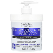 Advanced Clinicals, 10% Glykolsäure Milchsäure Peeling Körpercreme, 16 oz (454 g)