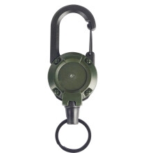 Sling Hook Retractable Heavy Duty Pull Reel Carabiner Key Chain with Strong Steel Wire Rope in Army Green for Outdoor Use