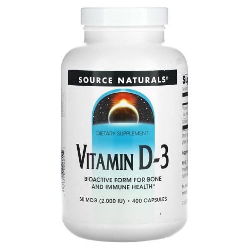 Source Naturals, Vitamin D-3, 50 mcg (2.000 IE), 400 Kapseln