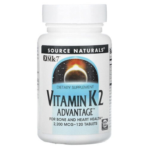 Source Naturals, Avantage Vitamine K2, 2 200 mcg, 120 Comprimés