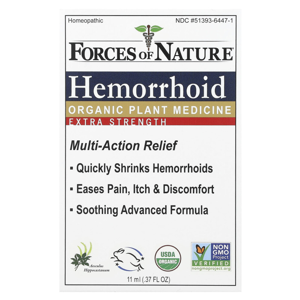 Forces Of Nature , Hemorrhoid, Organic Plant Medicine, Extra Strength, 0.37 Fl Oz (11 Ml)