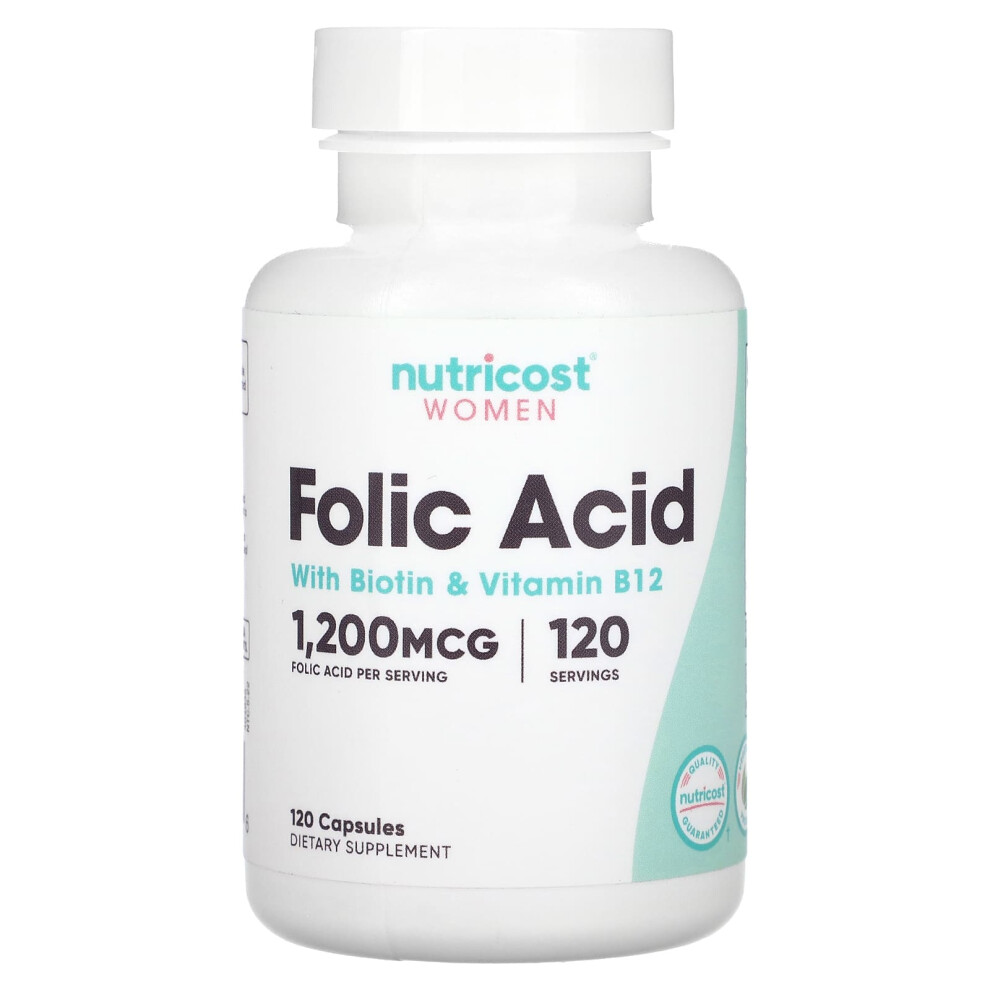 Nutricost Women's Folic Acid With Biotin & Vitamin B12, 120 Capsules