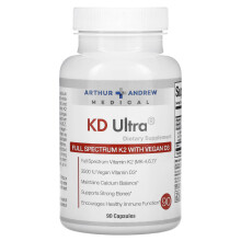 Arthur Andrew Medical, KD Ultra, K2 Spectre Complet avec D3 Végétalienne, 90 Capsules