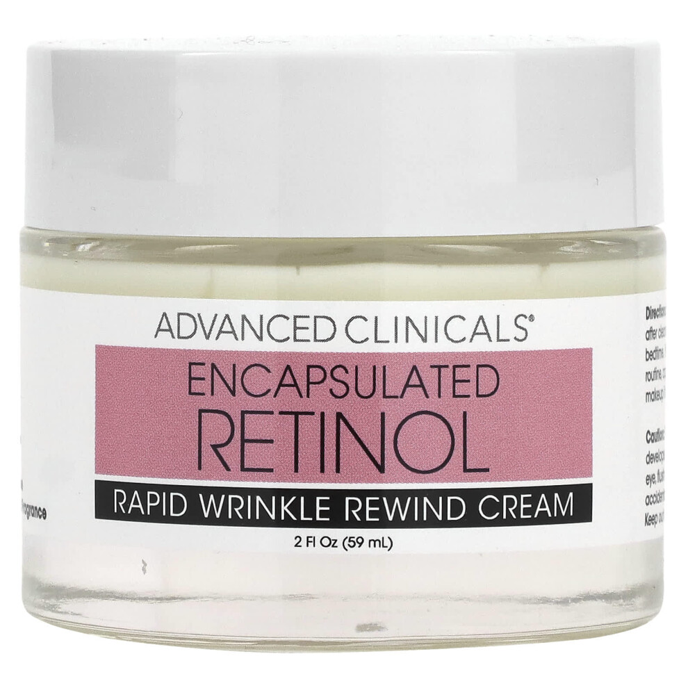 Advanced Clinicals , Encapsulated Retinol, Rapid Wrinkle Rewind Cream, Fragrance Free, 2 Fl Oz (59 Ml)