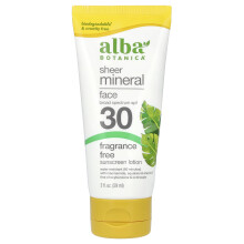 Alba Botanica, Lotion Solaire Minérale Légère pour le Visage, SPF 30, Sans Parfum, 2 fl oz (59 ml)