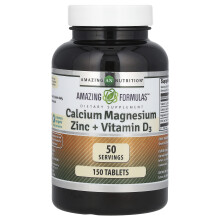 Amazing Nutrition, Amazing Formulas, Calcium Magnésium Zinc + Vitamine D3, 150 Comprimés