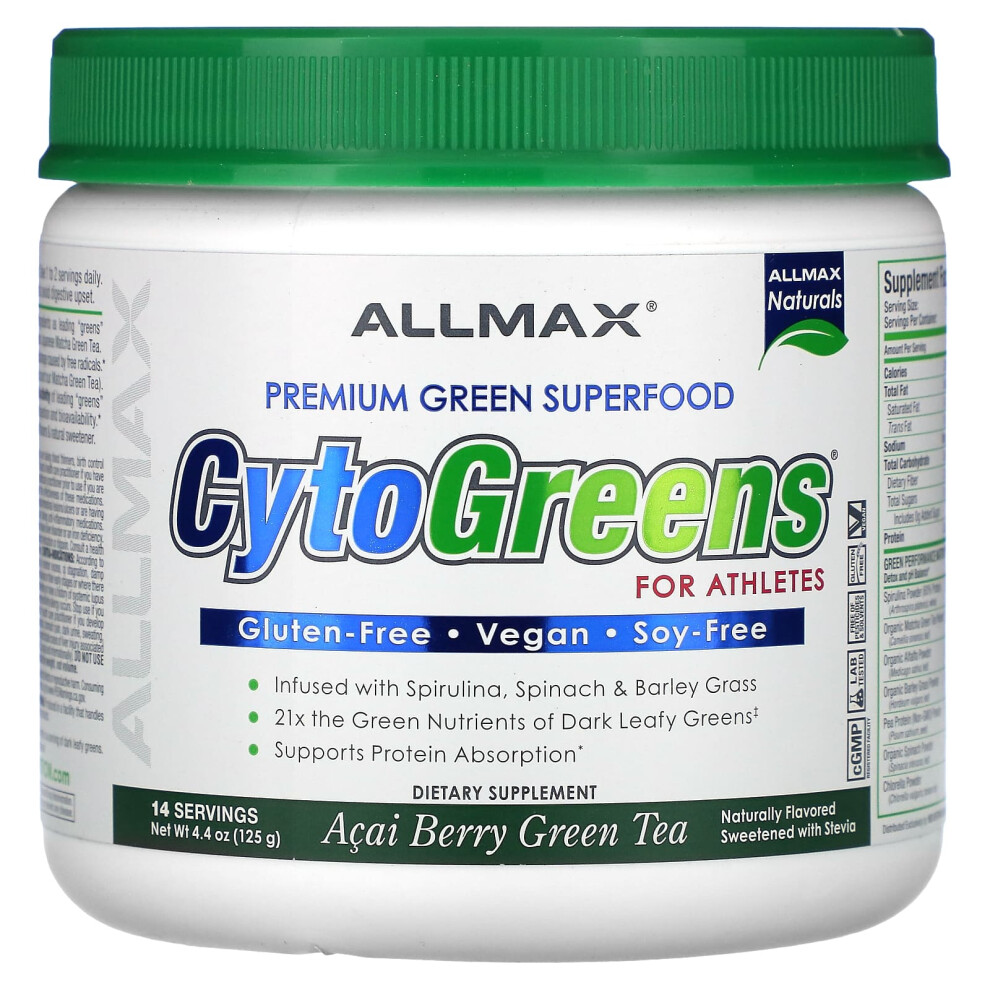 Allmax , Cytogreens For Athletes, Acai Berry Green Tea, 4.4 Oz (125 G)