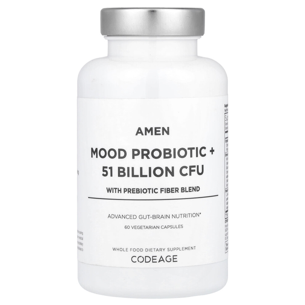Codeage , Mood Probiotic + 51 Billion Cfu With Prebiotic Fiber Blend, 60 Vegetarian Capsules