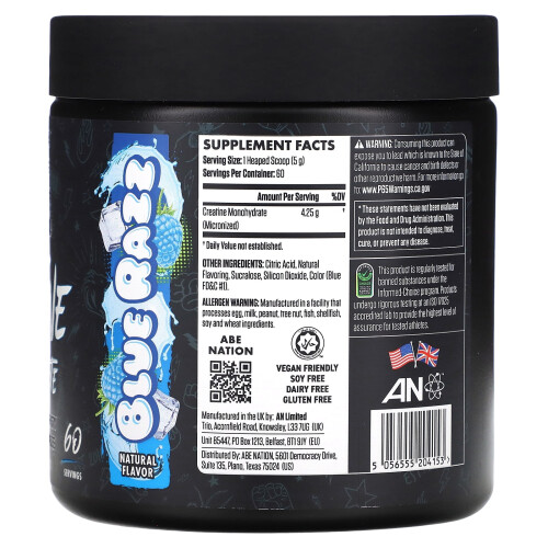 ABE, Créatine Monohydrate, Bleu Framboise, 10,58 oz (300 g) 2