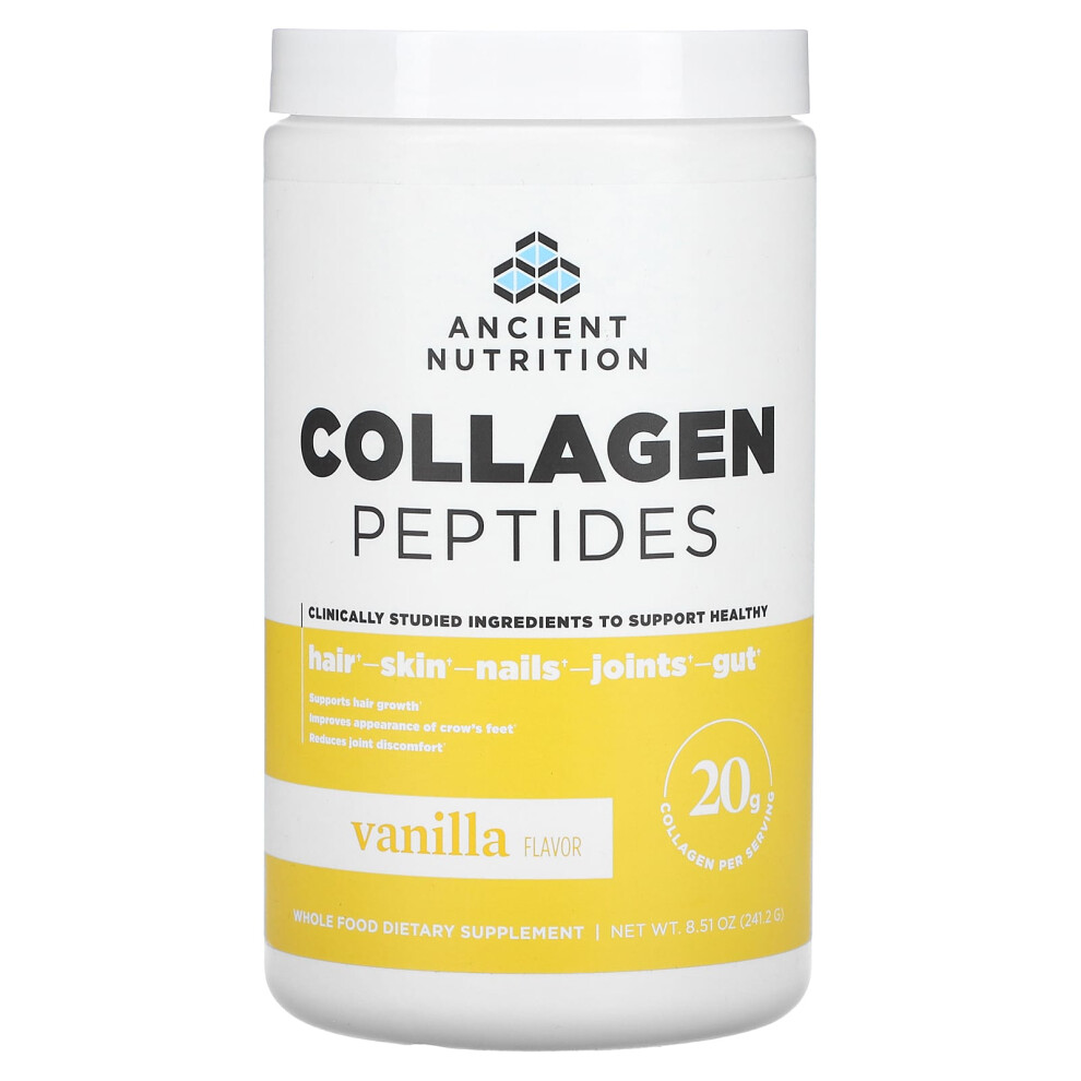 Ancient Nutrition , Collagen Peptides, Vanilla, 8.51 Oz (241.2 G)