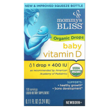 Mommy's Bliss, Vitamine D, Gouttes Biologiques, Nouveau-né+, 0,11 fl oz (3,24 ml)
