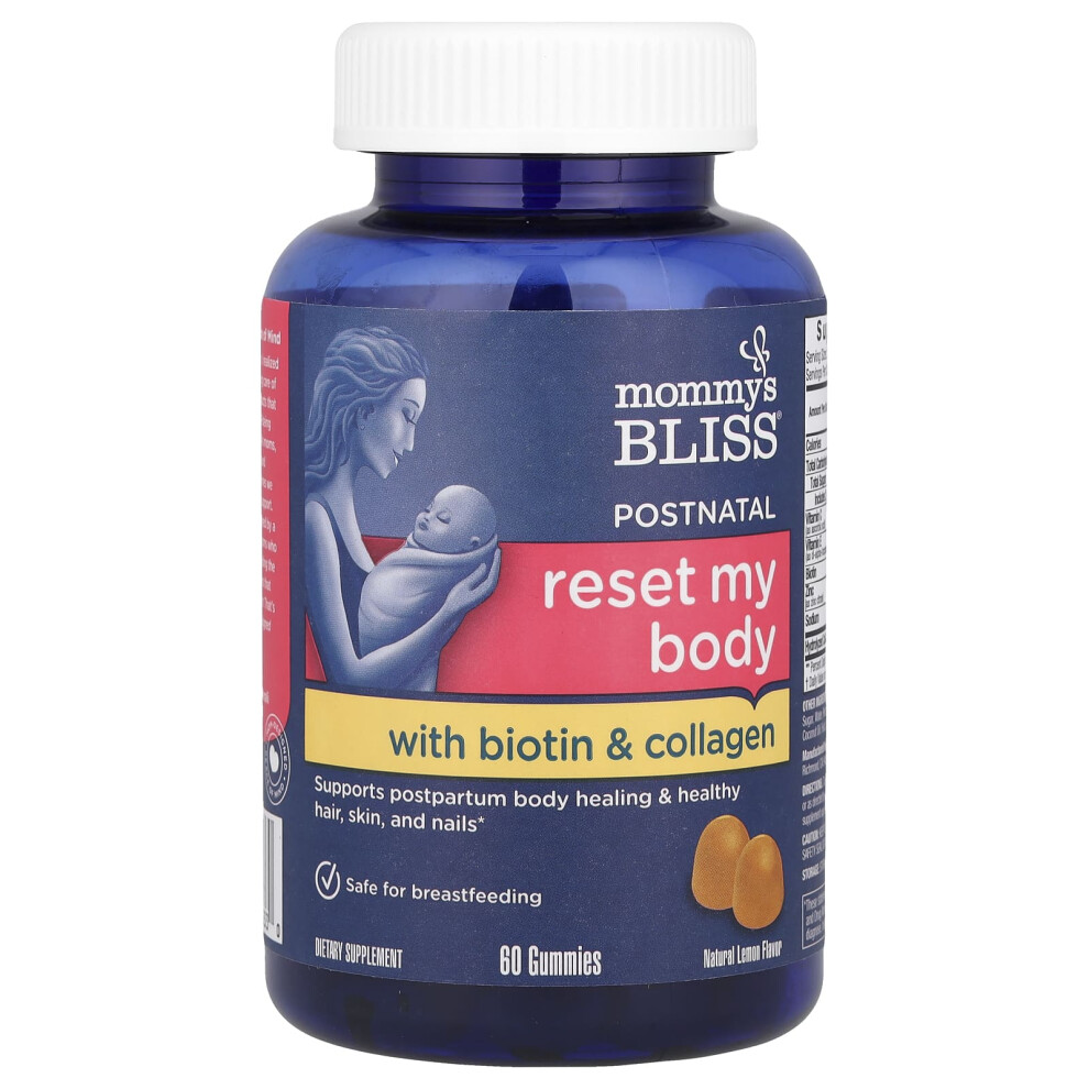 Mommy's Bliss , Postnatal Reset My Body With Biotin & Collagen, Natural Lemon, 60 Gummies
