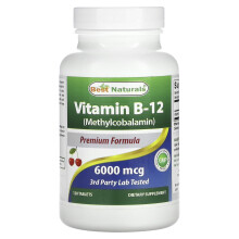 Best Naturals, Vitamine B-12 (Méthylcobalamine), 6 000 mcg, 120 Comprimés