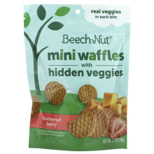 Beech-Nut, Mini Waffeln mit verstecktem Gemüse, 12+ Monate, Butternusskürbis & Beere, 3,2 Unzen (90 g)