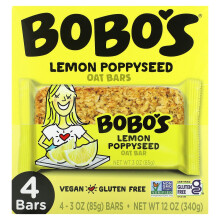 Bobo's Haferriegel, Zitrone-Mohnsamen, 4 Riegel, je 3 Unzen (85 g)