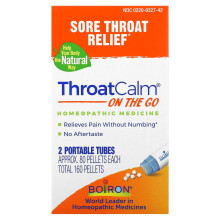 Boiron, ThroatCalm À Emporter, 2 tubes portables, 80 pellets chacun