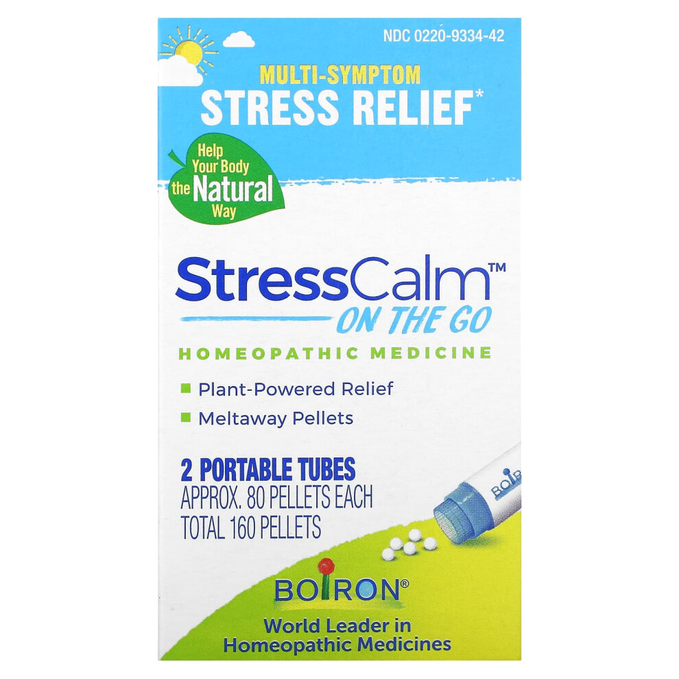 Boiron , Stresscalm On The Go, 2 Portable Tubes, 80 Pellets Each