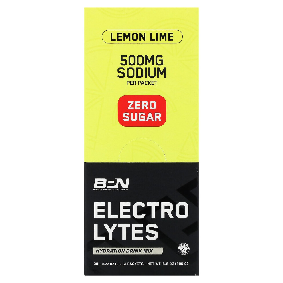 Bpn , Electrolytes, Hydration Drink Mix, Lemon Lime, 30 Packets, 0.22 Oz (6.2 G) Each