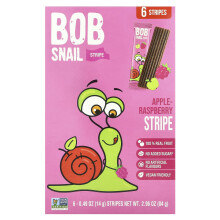 Bob Snail, Fruchtstreifen, Apfel-Himbeere, 6 Stück, je 0,49 oz (14 g)