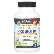 BioSchwartz, Prébiotique + Probiotique Force Avancée avec Enzymes Alimentaires Complètes, 20 Milliards d'UFC, 60 Gélules Végétales