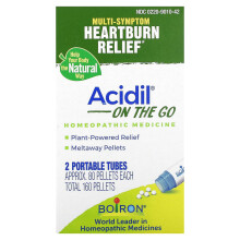 Boiron, Acidil To Go, Mehrfach-Symptom Sodbrennen-Linderung, 2 tragbare Tuben, 80 Pellets je