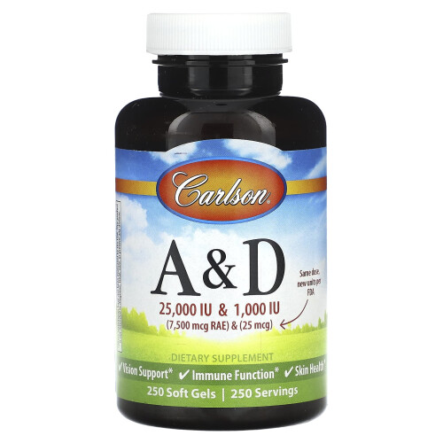 Carlson, Vitamine A et D, 250 Softgels