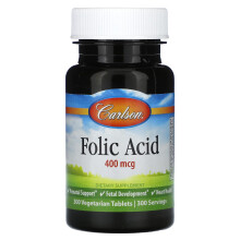 Carlson, Acide folique, 400 mcg, 300 comprimés végétariens