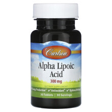 Carlson, Alpha Liponsäure, 300 mg, 30 Tabletten