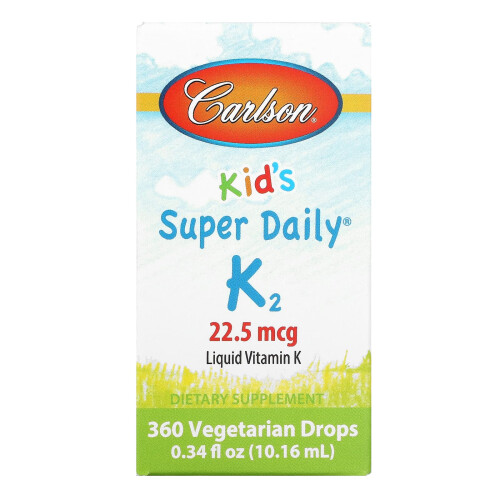 Carlson, Kinder, Super Täglich K2, 22,5 mcg, 0,34 fl oz (10,16 ml)