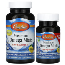 Carlson, Maximum Omega Minis, Natürliche Zitrone, 1.000 mg, 80 Mini Soft Gels (500 mg pro Soft Gel)