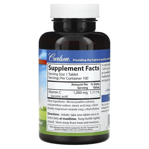 Carlson, Vitamin C, 1.000 mg, 100 Vegetarische Tabletten 2