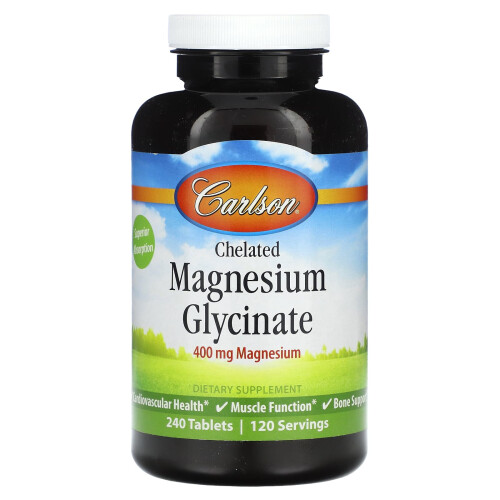 Carlson, Glycinate de Magnésium Chélaté, 400 mg, 240 Comprimés (200 mg par Comprimé)