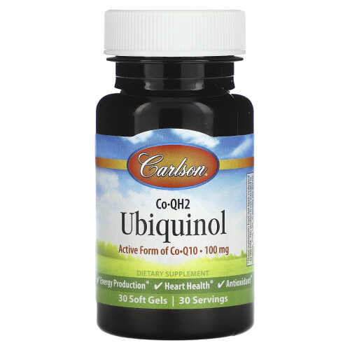 Carlson, CoQH2 Ubiquinol, 100 mg, 30 Softgels