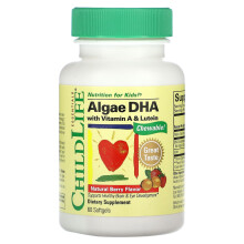 ChildLife Essentials, Algen DHA mit Vitamin A & Lutein, Natürliche Beere, 60 Softgels