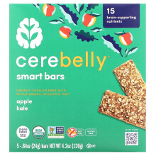 Cerebelly, Smart Riegel, Bio-Kleinkindriegel, Apfel Grünkohl, 5 Riegel, je 0,84 oz (24 g)
