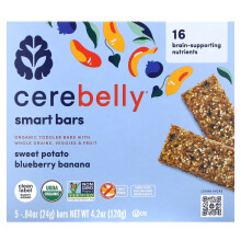 Cerebelly, Smart Riegel, Bio-Kleinkindriegel, Süßkartoffel Blaubeere Banane, 5 Riegel, je 0,84 oz (24 g)