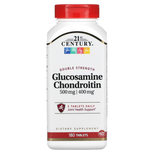21st Century, Glucosamine Chondroïtine, Double Concentration, 180 Comprimés