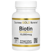 California Gold Nutrition, Biotin, 10.000 mcg, 90 Weichkapseln