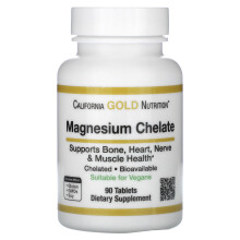 California Gold Nutrition, Magnesiumchelat, 210 mg, 90 Tabletten (105 mg pro Tablette)