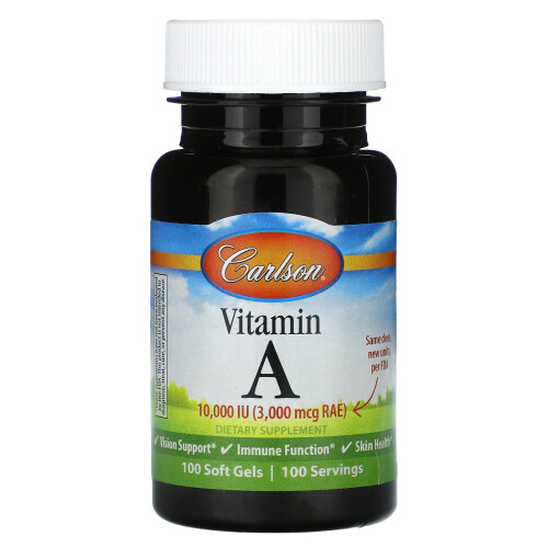 Carlson, Vitamine A, 3 000 mcg ER (10 000 UI), 100 Softgels