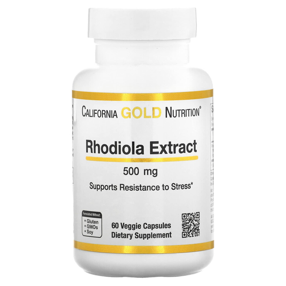 California Gold Nutrition Gold California Nutrition, Rhodiola Extract, 500 Mg, 60 Veggie Capsules