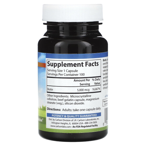 Carlson, Biotin, 5.000 mcg, 100 Kapseln 2