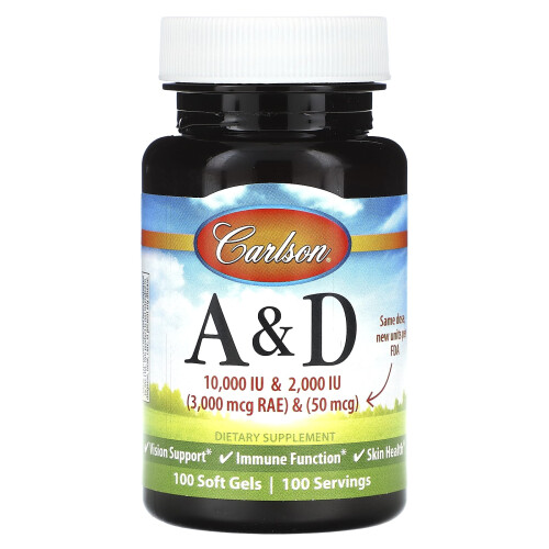 Carlson, Vitamin A & D, 100 Weichkapseln