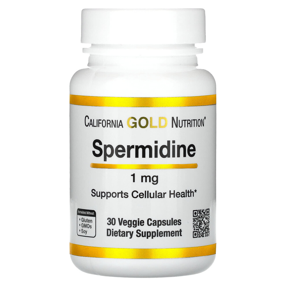 California Gold Nutrition Gold California Nutrition, Spermidine, Rice Germ Extract, 1 Mg, 30 Veggie Capsules